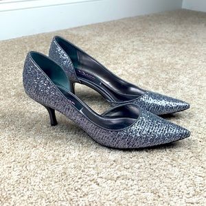 Nina silver sparkly heels sz 8.5